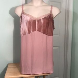 New Torrid Lace Trim Tan Cami with Velvet Top